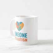 Mug J'Aime Quelqu'Un Avec L'Autisme (Devant gauche)