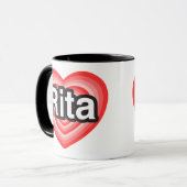 Mug J'aime Rita. Je t'aime Rita. Coeur (Devant gauche)