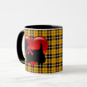 Mug J'aime, Scottish Terrier, grand coeur rouge plaid (Devant gauche)