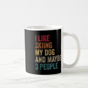 Mug J'aime skier avec mon chien et peut-être 3 personn