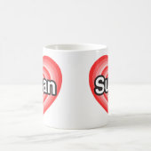 Mug J'aime Susan. Je t'aime Susan. Cœur (Centre)