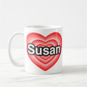 Mug J'aime Susan. Je t'aime Susan. Cœur (Gauche)