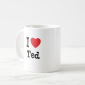 Mug J'aime Ted coeur personnalisé (Devant gauche)