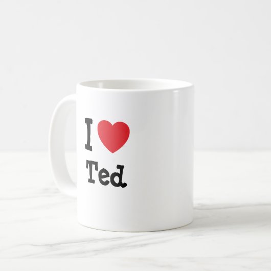 Mug J'aime Ted coeur personnalisé (Devant gauche)