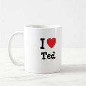 Mug J'aime Ted coeur personnalisé (Gauche)