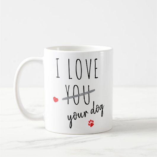 Mug J'aime ton chien Funny Valentines Day (Gauche)