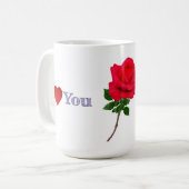 Mug J'aime une rose rouge unique  (Devant gauche)
