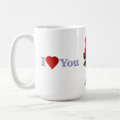 Mug J'aime une rose rouge unique  (Gauche)