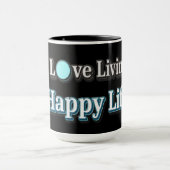 Mug "J'Aime Vivre Une Vie Heureuse" Design. Commandez (Centre)