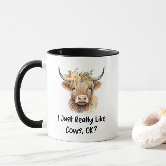 Mug J'Aime Vraiment Les Vaches, D'Accord ? Cow Lover (Avec donut)