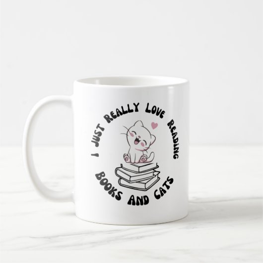 Mug J'Aime Vraiment Lire Des Livres Et Des Chats (Gauche)