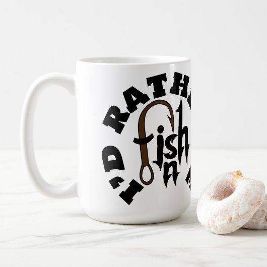 Mug J'aimerais mieux pêcher Personnalisé NOM, COULEUR (Avec donut)