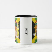 Mug Jamaïque Funny Rasta Smoking Owl Nom personnalisab (Centre)