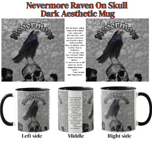 Mug Jamais plus Corbeau Sur Crâne Macabre Esthétique S