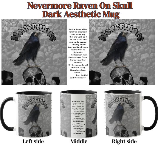 Mug Jamais plus Corbeau Sur Crâne Macabre Esthétique S