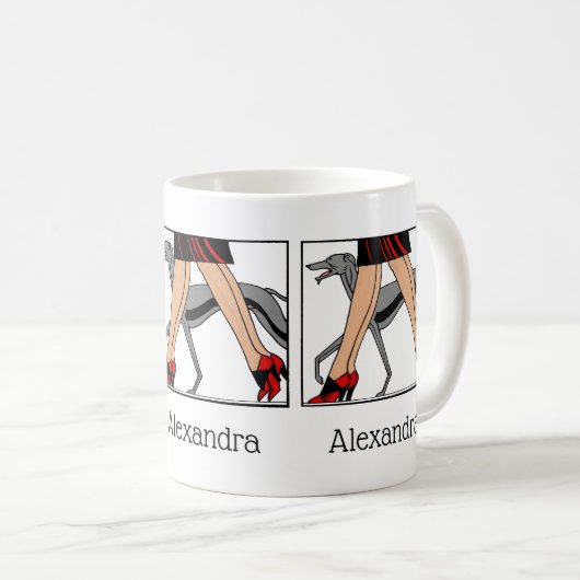 Mug Jambes Art déco femmes Greyhound Whippet Chien R (Devant droit)