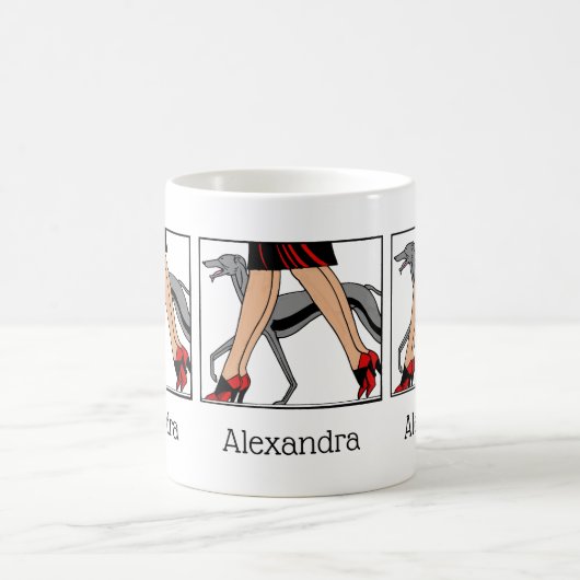 Mug Jambes Art déco femmes Greyhound Whippet Chien R (Centre)