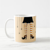 Mug Jambes De Sorcière Orange Et Araignées Avec Le Nom (Gauche)