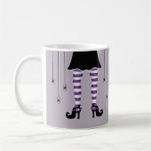 Mug Jambes De Sorcière Violette Et Araignées Avec Nom  (Gauche)