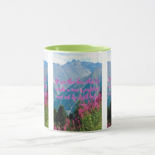 Mug James 2:24 KJV Bible Écriture Pic Deux Tons (Centre)