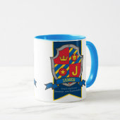 Mug James chevalier bouclier rouge nom bleu signifiant (Devant droit)