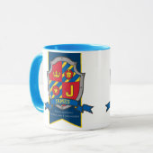 Mug James chevalier bouclier rouge nom bleu signifiant (Devant gauche)