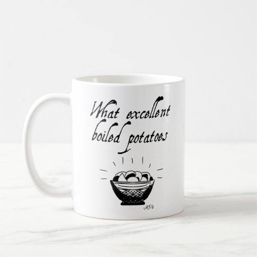 Mug Jane Austen Drôle Potato Citation Main Illustrée (Gauche)