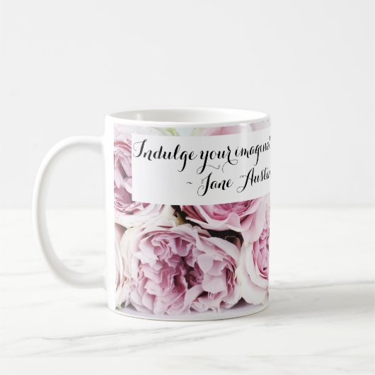 Mug Jane Austen Fierté & Préjugés Livre Citation Rose (Gauche)