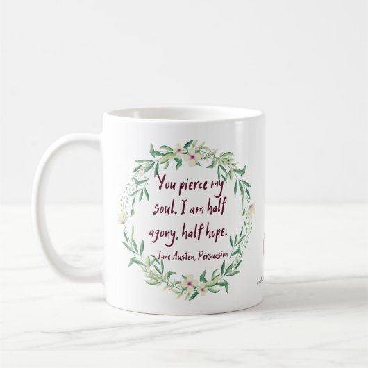 Mug Jane Austen Persuasion Citation Cute Floral Littér (Gauche)