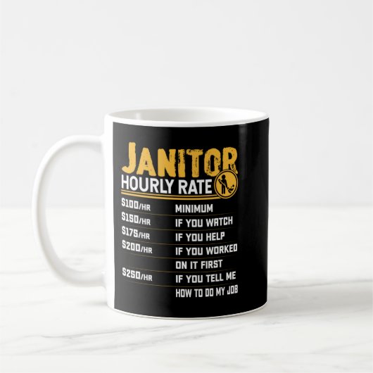 Mug Janitor Taux horaire Funny Caretaker Gardien Clea (Gauche)