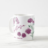 Mug January Birth Flower Custom Name Carnation (Devant gauche)