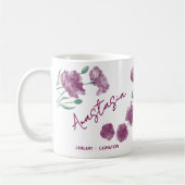 Mug January Birth Flower Custom Name Carnation (Gauche)