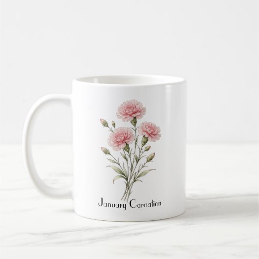 Mug January Carnation Flowers  (Gauche)