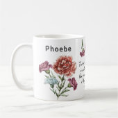 Mug Janvier Birth Flower Carnation Ajouter un nom (Gauche)