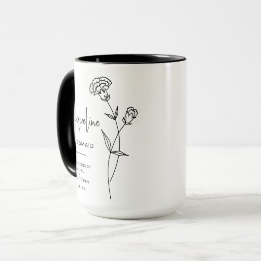 Mug janvier Bridesmaid | Fleur de naissance de l'oeill (Devant gauche)
