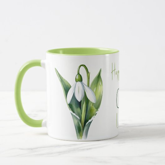 Mug Janvier cadeaux de fleur Fleur de neige blanche (Gauche)