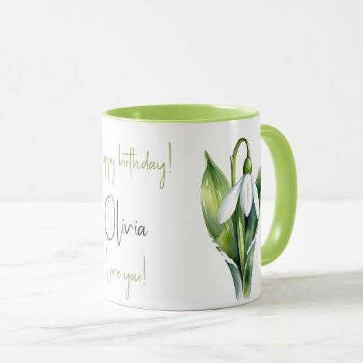 Mug Janvier cadeaux de fleur Fleur de neige blanche (Devant droit)