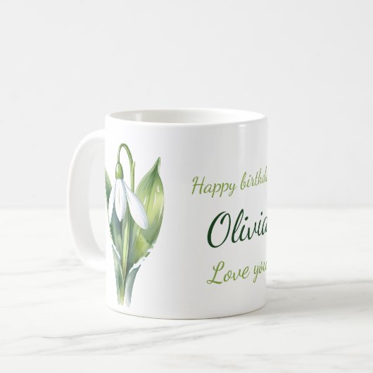 Mug Janvier cadeaux de fleur Fleur de neige blanche (Devant gauche)