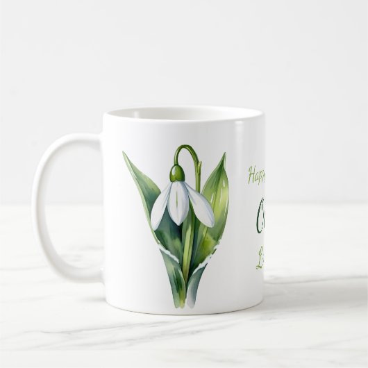 Mug Janvier cadeaux de fleur Fleur de neige blanche (Gauche)