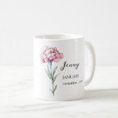 MUG JANVIER CARNATION NAISSANCE FLEURS MOIS NOM CADEAU (Devant droit)