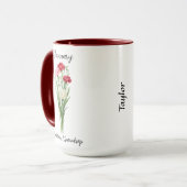 Mug Janvier Fleur de naissance Carnation & neige drop (Devant gauche)
