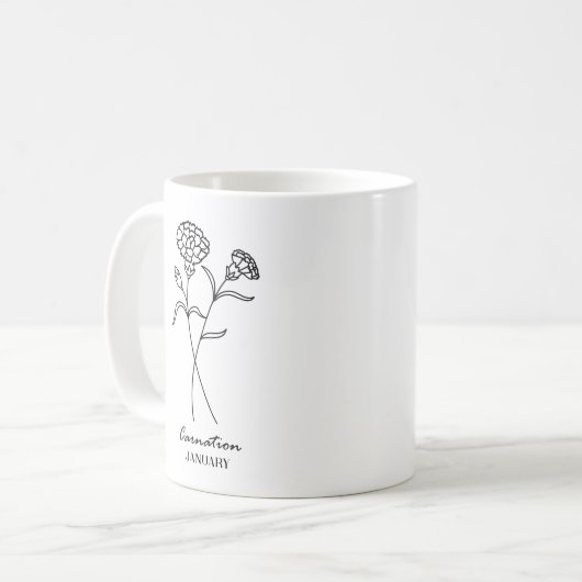 Mug Janvier Mois de naissance Fleur (Devant gauche)