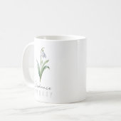 Mug Janvier Mois de naissance Fleur avec nom - Snowdro (Devant gauche)