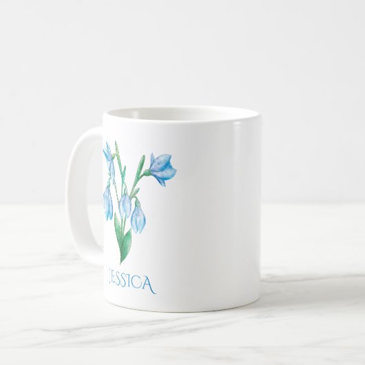 Mug Janvier Mois de naissance Fleur Blue Snowdrop (Devant gauche)