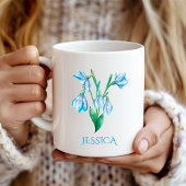 Mug Janvier Mois de naissance Fleur Blue Snowdrop