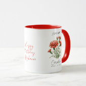 Mug Janvier Mois de naissance Fleur Carnation Annivers (Devant droit)