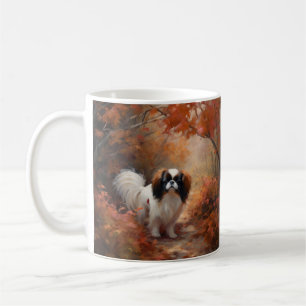 Mug Japanese Chin dans les feuilles d'automne tombent