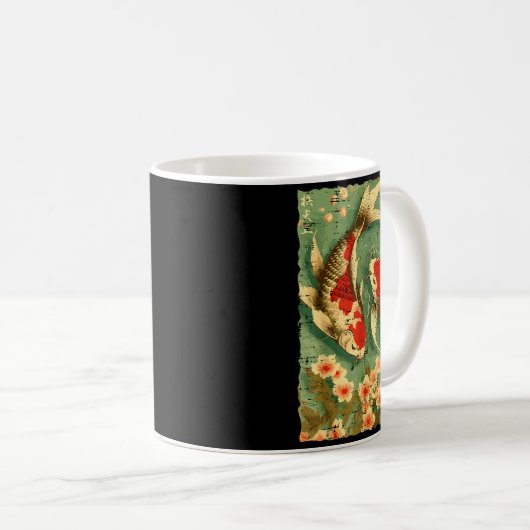 Mug Japanese Koi Fish Cherry Blossoms Sakura Art Men W (Devant droit)