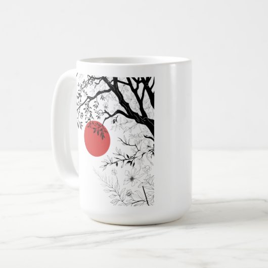 Mug Japanese Red Sun & Brush Tree Art (Devant gauche)