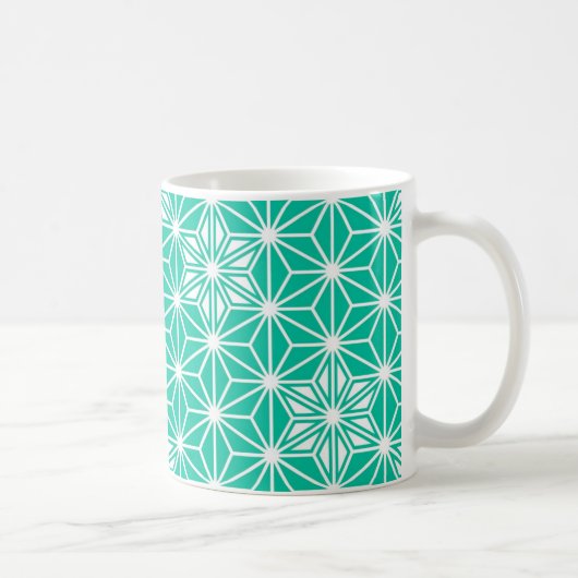 Mug Japonais Asanoha motif - bleu paon (Droite)